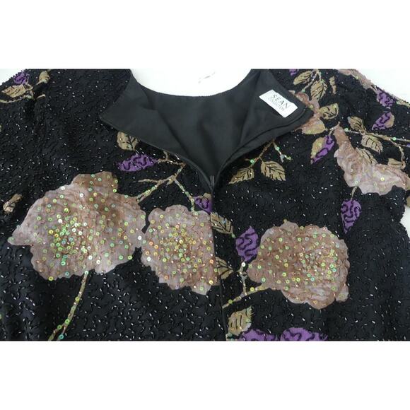 Sean Collection Silk Sequin Top LARGE Women's Glam Country Club Yacht Gala - Picture 9 of 13